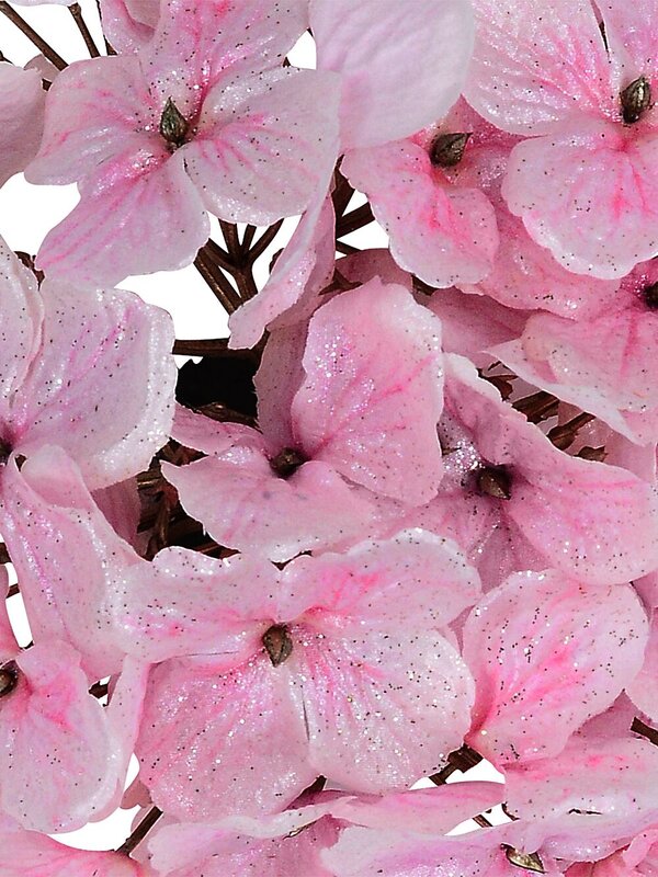 Pink Hydrangea Floret Cluster With Silver Glitter Christmas Tree Clip Pick | 15cm — image 3