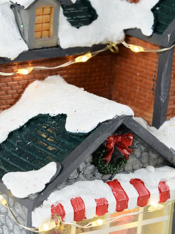 18cm Santa With Bell At Factory Illuminated Battery Village Scene — image 7