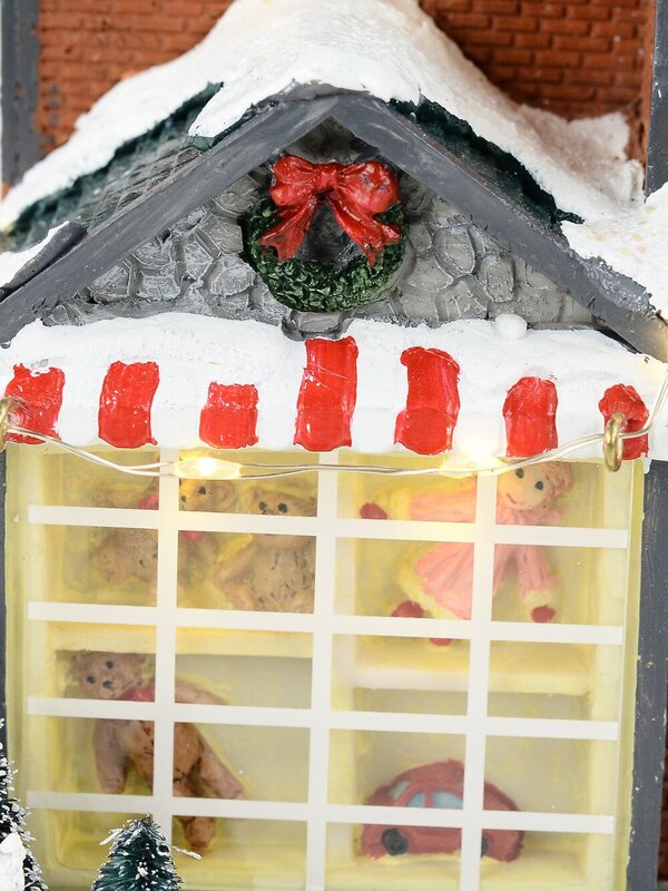 18cm Santa With Bell At Factory Illuminated Battery Village Scene — image 8