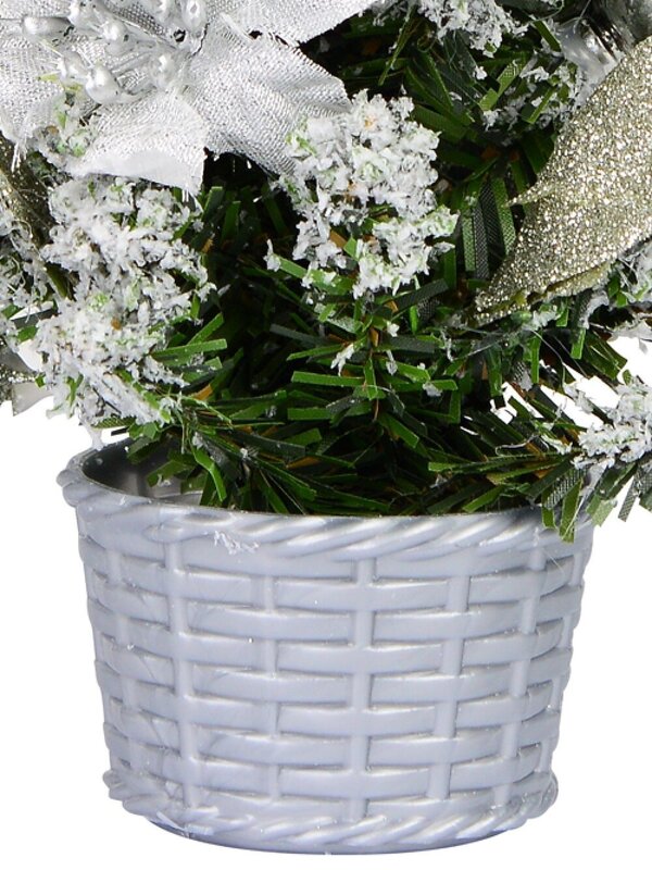 18cm White Poinsettia & Silver Decorations Tabletop Christmas Tree Ornament — image 5