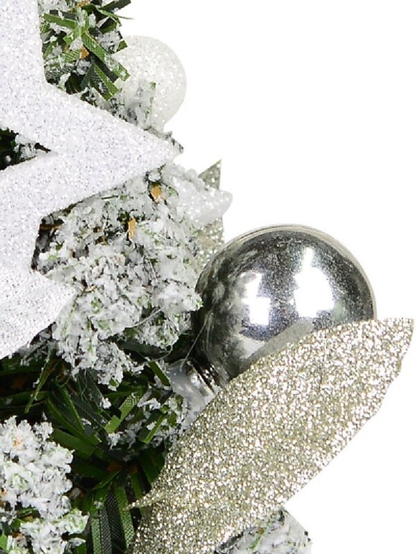 18cm White Poinsettia & Silver Decorations Tabletop Christmas Tree Ornament — image 4