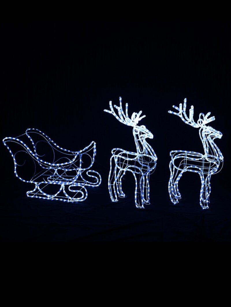 1.8m 3D Sleigh & Reindeer Outdoor LED Rope Light Display Set — image 5