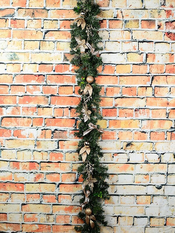 1.8m Decorated Gold & Champagne Mix Foliage & Floral Pine Garland — image 2