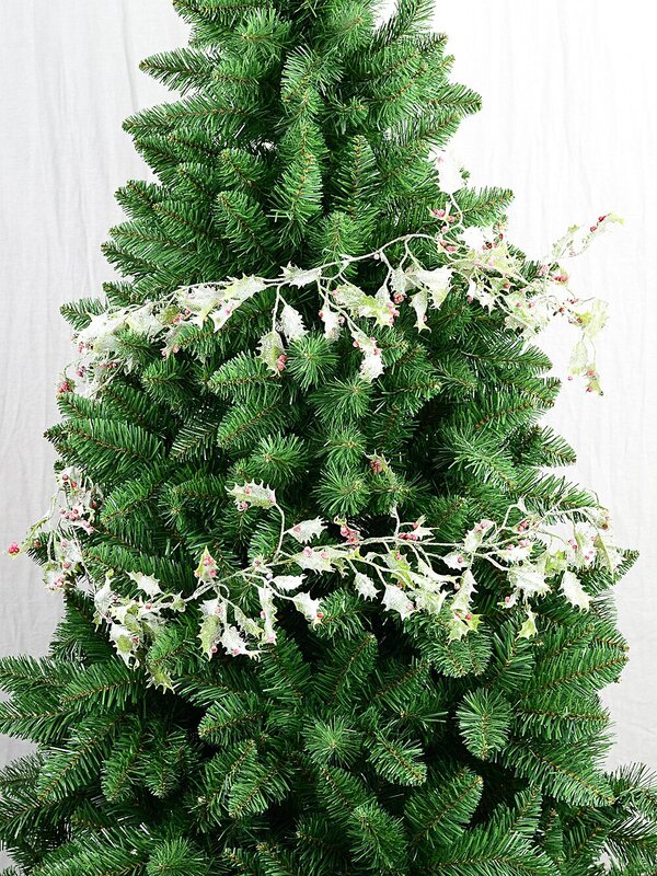 1.8m Frosted Holly Leaf Christmas Vine Garland | Red Berries & Ice-Look Beads — image 2