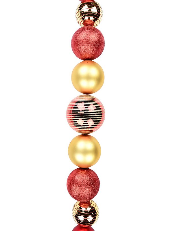 1.8m Red & Gold Glitter Detailed Large Display Bauble Swag Garland — image 3