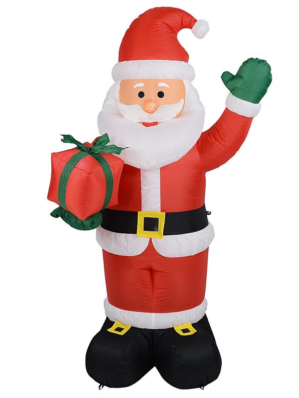 1.9m Classic Greeting Santa Holding Gift | LED Outdoor Inflatable — image 2