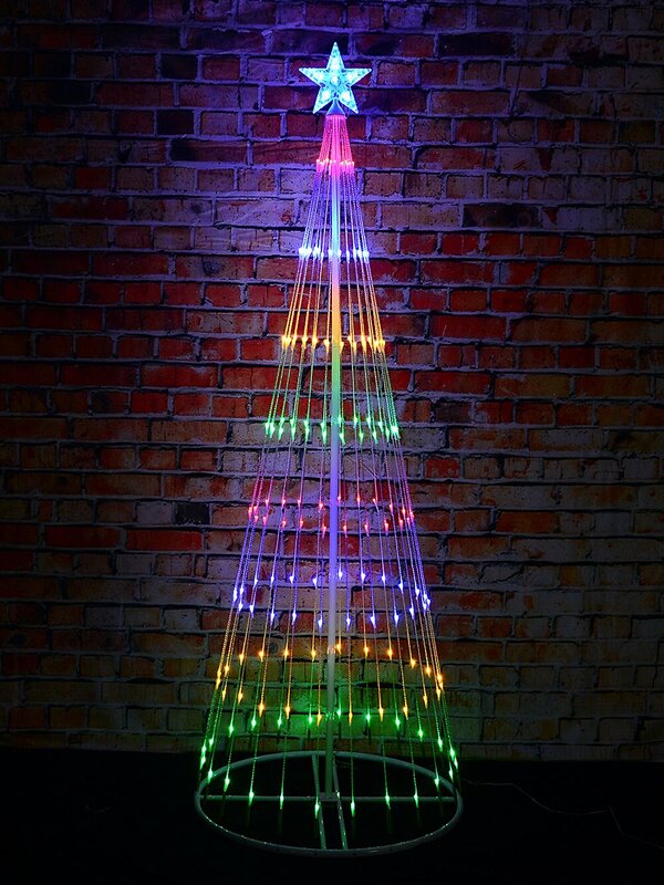 1.9m Outdoor Digital LED Multi Colour 3D Conical Christmas Tree — image 3