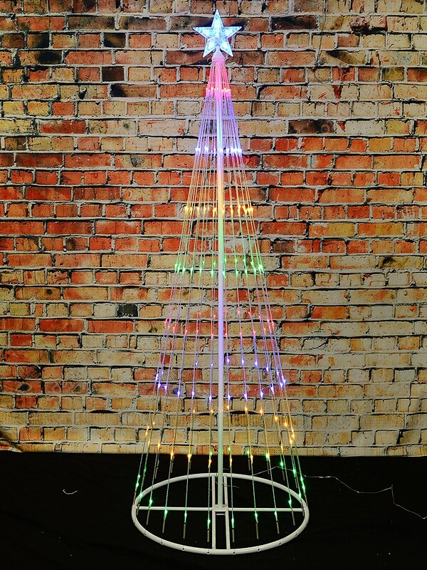 1.9m Outdoor Digital LED Multi Colour 3D Conical Christmas Tree — image 2