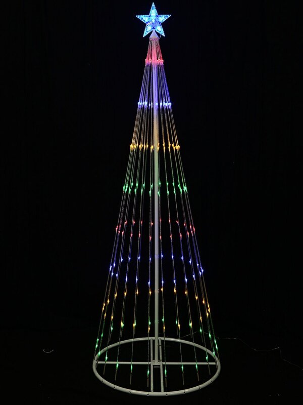 1.9m Outdoor Digital LED Multi Colour 3D Conical Christmas Tree — image 4