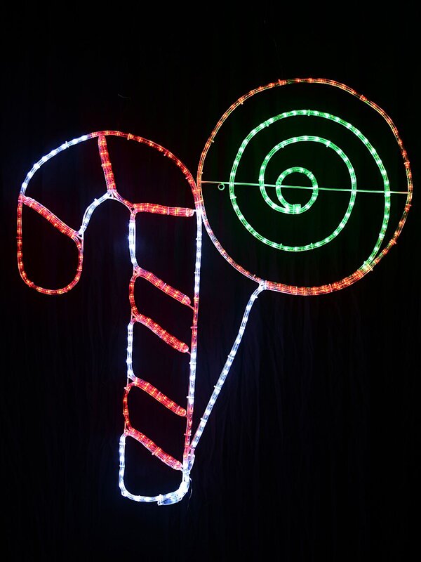 1m Candy Cane & Lollipop With Red, Cool White & Green LED Light Display — image 3