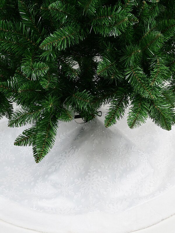 1m White Sheer Organza & Iridescent Snowflake Christmas Tree Skirt — image 5