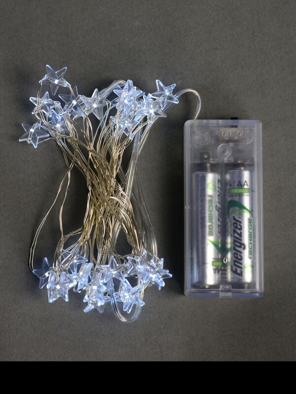 20 Cool White LED Stars String Fairy Static Battery Lights | 2m — image 3