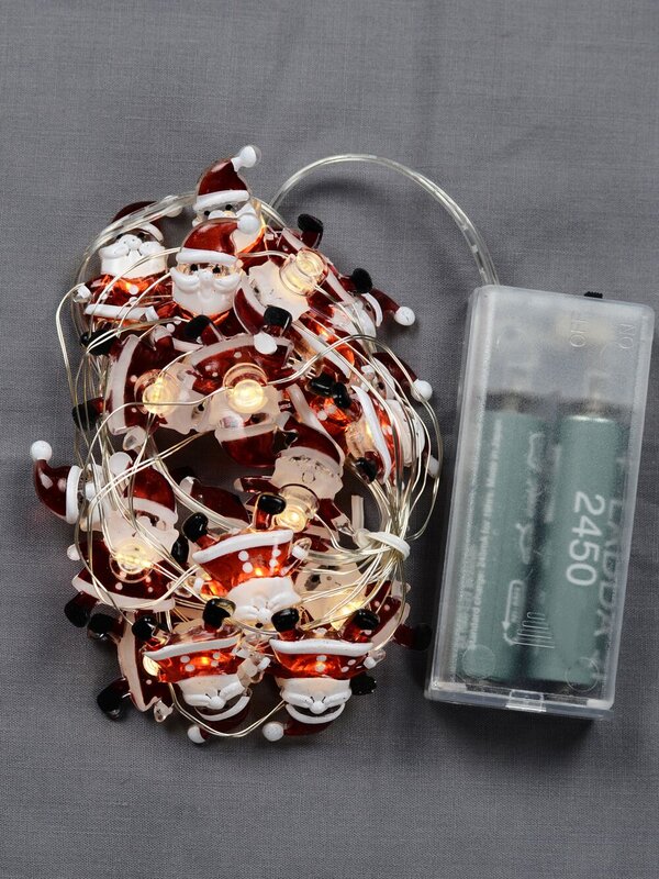 20 Warm White LED Santa String Fairy Static Battery Lights | 2m — image 4
