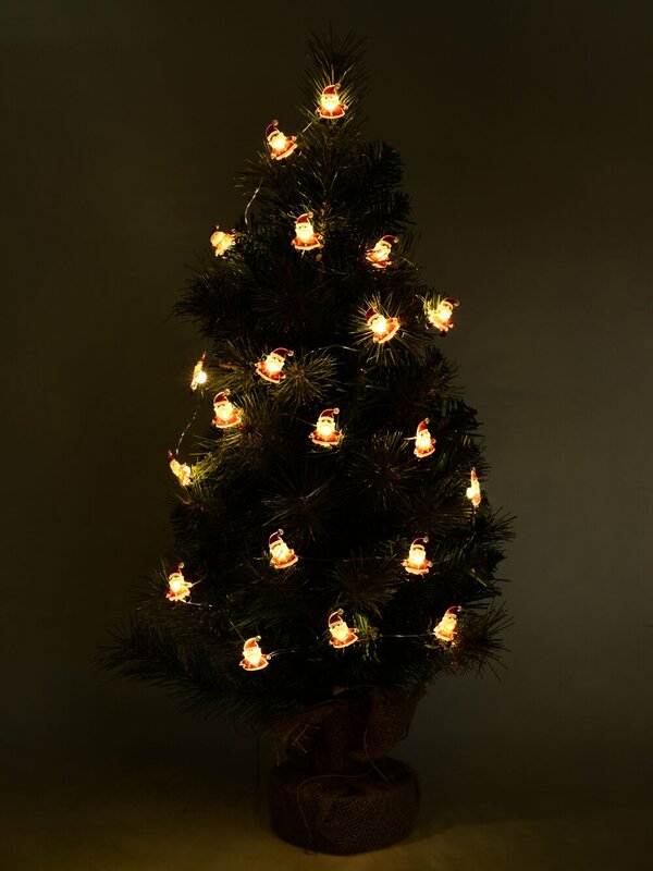 20 Warm White LED Santa String Fairy Static Battery Lights | 2m — image 2