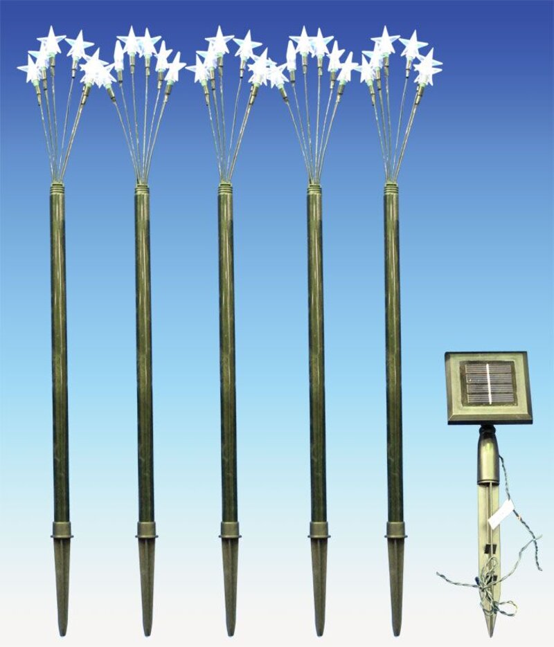 30 Blue & Cool White LED Stars On 5 Solar Stake Lights - 3m — image 3