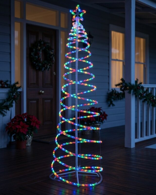 1.8m Multi Colour LED Rope Light 3D Spiral Outdoor Christmas Tree — image 2