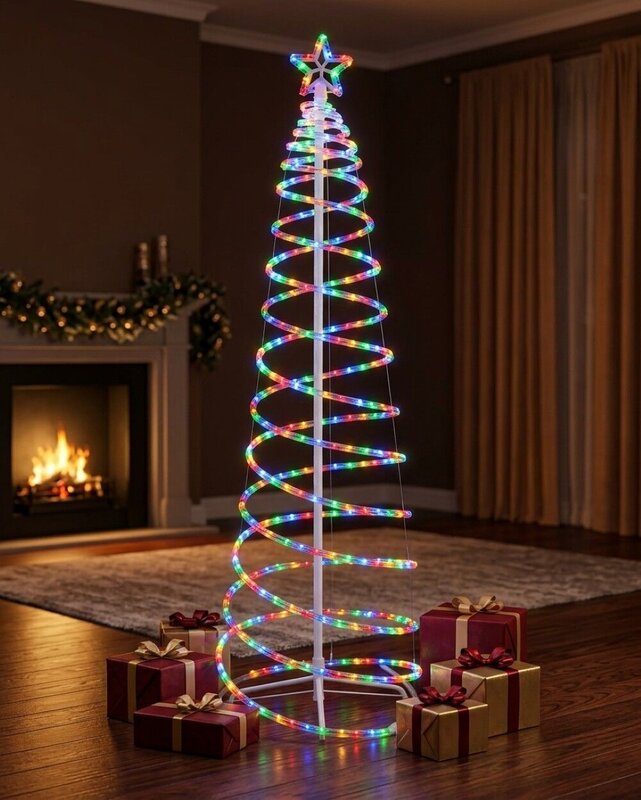 1.8m Multi Colour LED Rope Light 3D Spiral Outdoor Christmas Tree — image 4