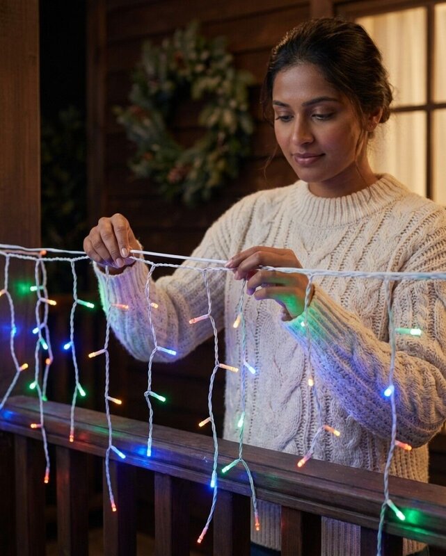 1008 Multi Colour LED Icicle Lights 8 Function With Memory Hold | 35m — image 3