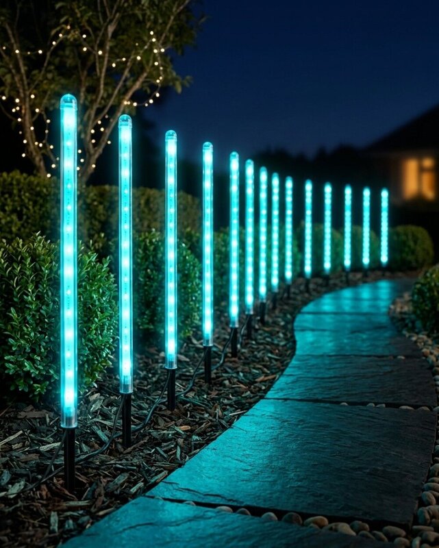 12x LED Meteor Shower Path Lights - Rainbow Multi Colour Tubes | 50cm — image 8