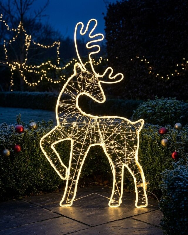 1m Radiant Standing Reindeer Outdoor Warm White Neon & String LED Display — image 2
