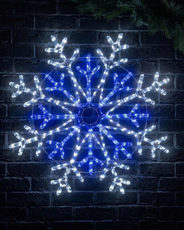 84cm Dynamic Layered Snowflake Outdoor Blue & Cool White LED Light Display — image 2