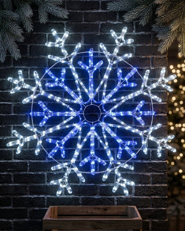 84cm Dynamic Layered Snowflake Outdoor Blue & Cool White LED Light Display — image 4