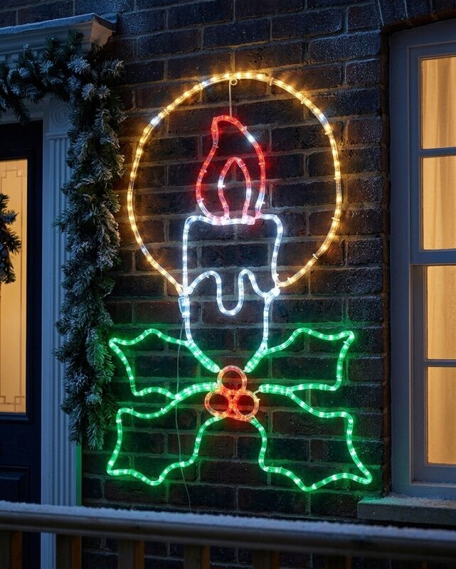 1m Dynamic Candle & Holly Outdoor Christmas LED Rope Light Display — image 2