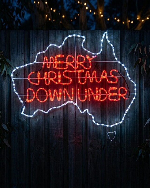 1.1m Outdoor Merry Christmas Down Under Aussie Map LED Rope Light Motif — image 2