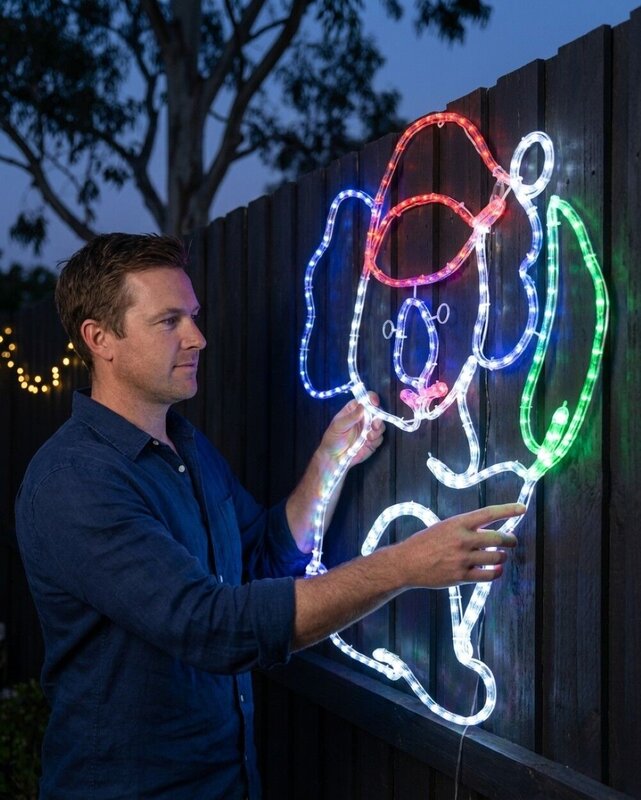 85cm Koala Holding Gum Leaf Outdoor Christmas LED Rope Light Display — image 3