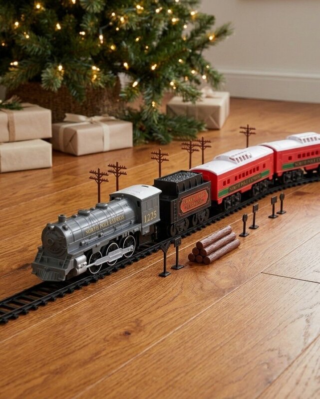 North Pole Express Christmas Train Set | 29 Piece G Gauge Set With Headlight — image 4