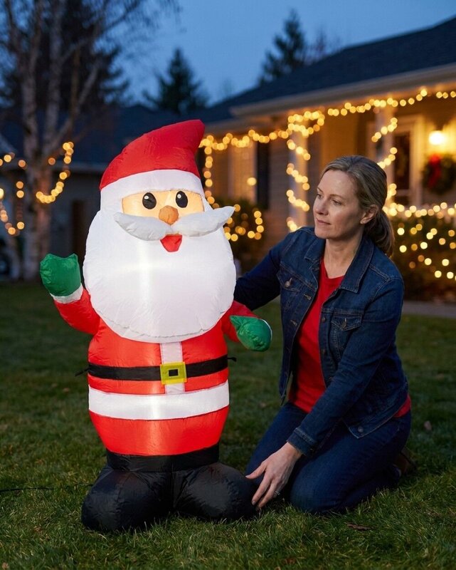 1.2m Cute Greeting Santa | LED Outdoor Inflatable — image 3