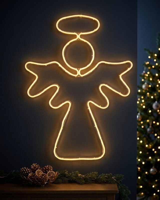 82cm Nativity Angel & Halo Outdoor Christmas Warm White Neon LED Display — image 4