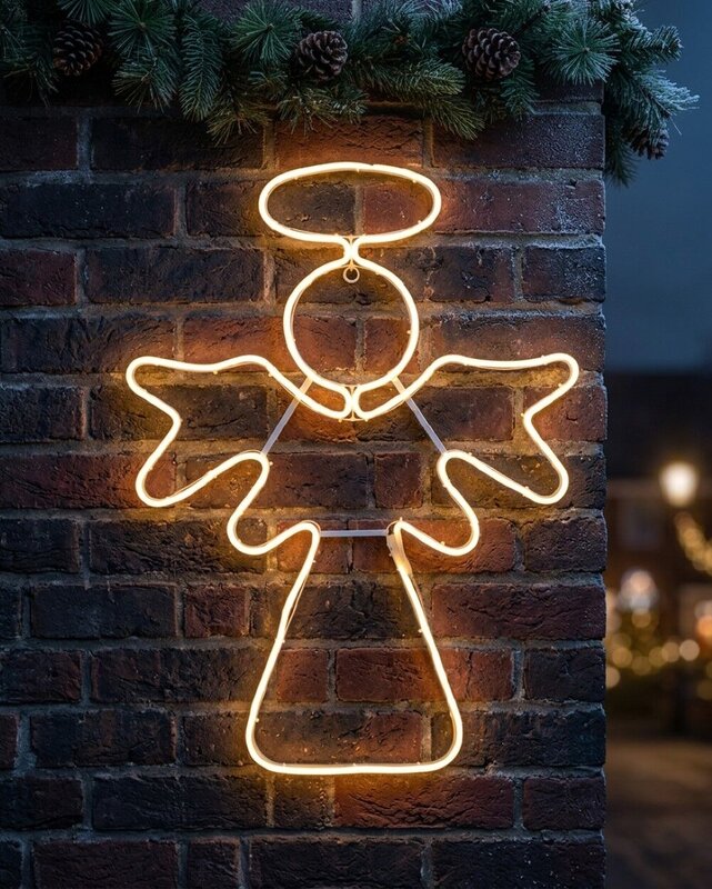 82cm Nativity Angel & Halo Outdoor Christmas Warm White Neon LED Display — image 2