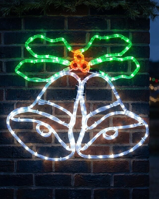 55cm Dynamic Christmas Bells & Holly Outdoor LED Rope Light Display — image 4