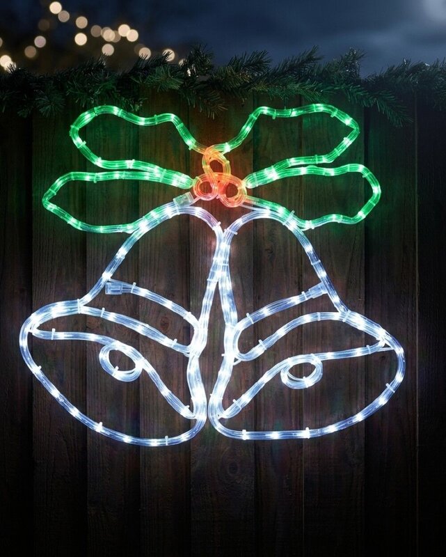 55cm Dynamic Christmas Bells & Holly Outdoor LED Rope Light Display — image 2