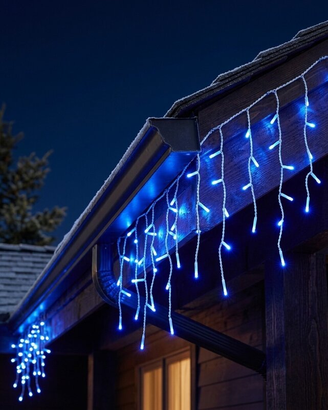 420 Blue & Cool White LED Icicle Lights 8 Function With Memory Hold | 10m — image 2