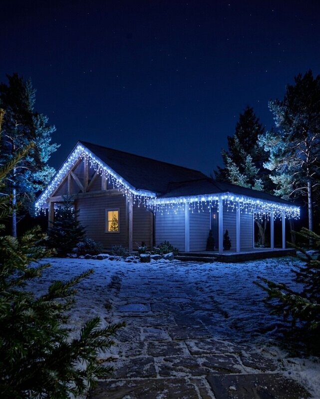 420 Blue & Cool White LED Icicle Lights 8 Function With Memory Hold | 10m — image 4