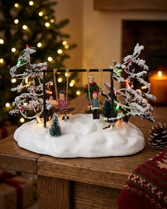 Animated Kids On Playground Swing With Multi Colour LED Lights | 14cm — image 2