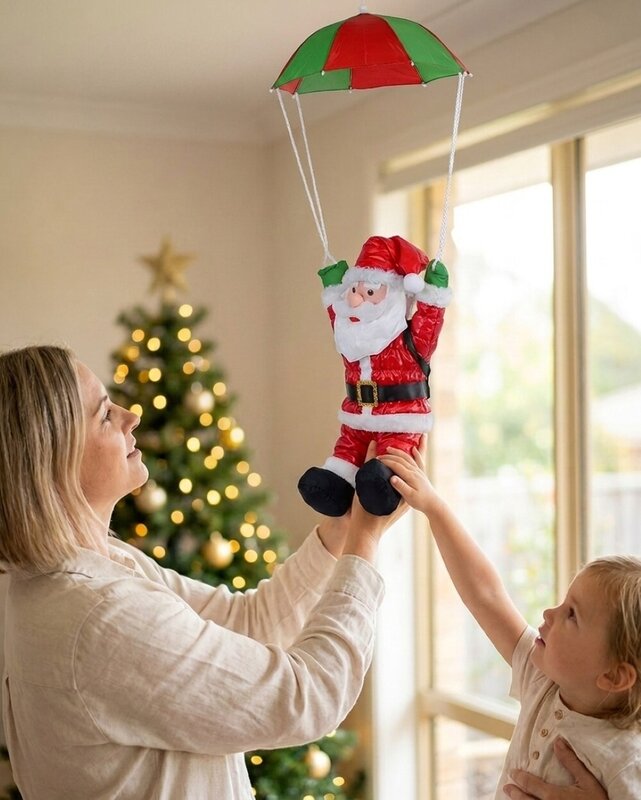 Parachuting Nylon Santa With Backpack Outdoor Decoration | 1.2m — image 3