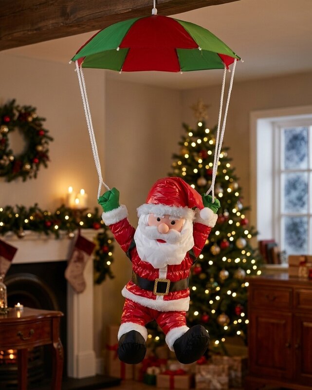 Parachuting Nylon Santa With Backpack Outdoor Decoration | 1.2m — image 4