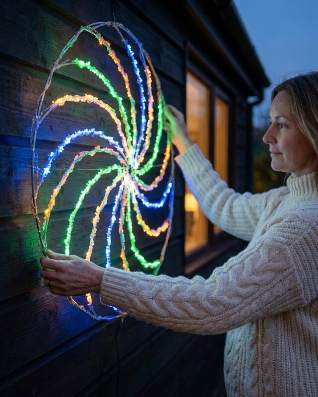 90cm Dynamic Spiral Pinwheel Multi Colour LED Outdoor String Light Display — image 3
