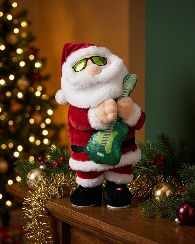Animated Rockin' Santa Claus With Guitar Playing Run Rudolph Run | 33cm — image 2