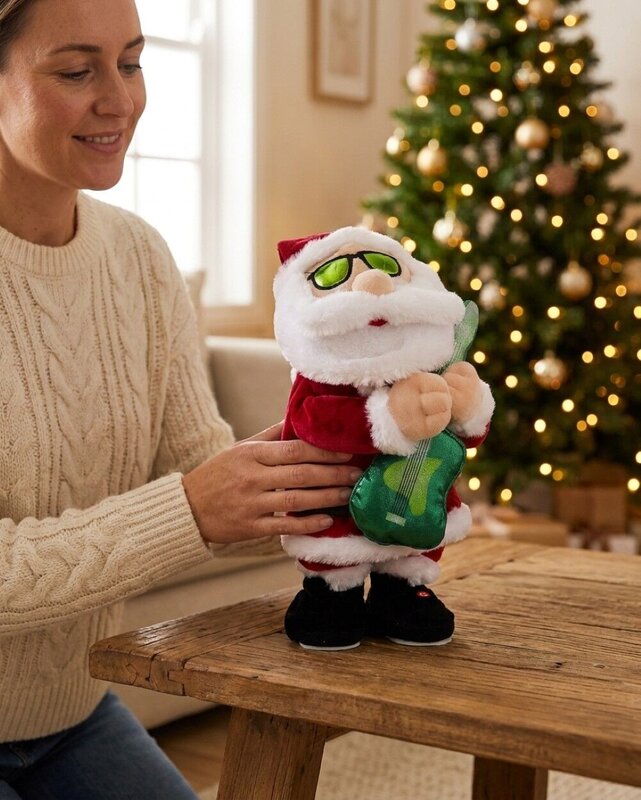Animated Rockin' Santa Claus With Guitar Playing Run Rudolph Run | 33cm — image 5
