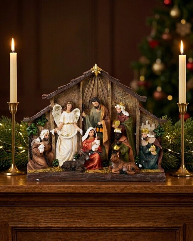 Bethlehem Nativity Scene Embossed Resin Ornament | 25cm — image 2