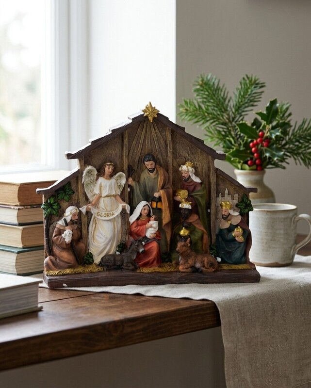 Bethlehem Nativity Scene Embossed Resin Ornament | 25cm — image 4