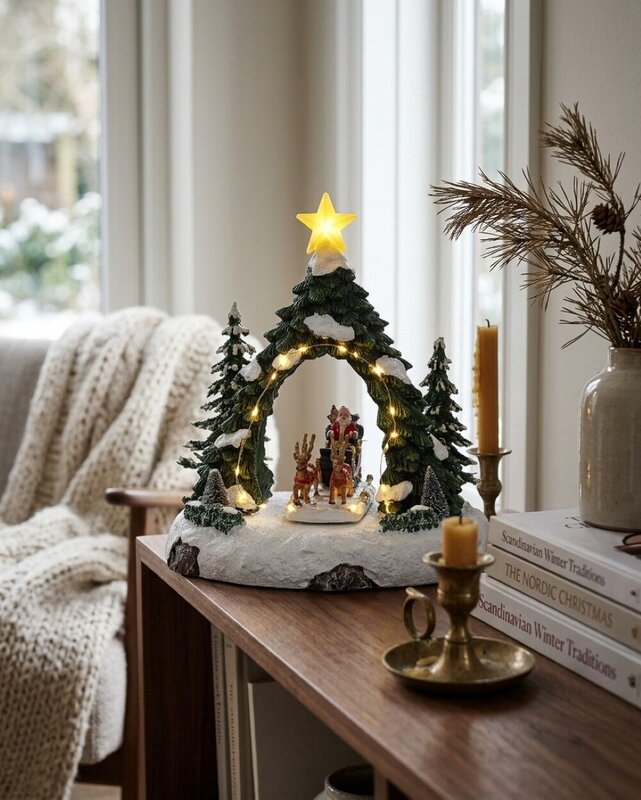 Animated Musical Santa, Sleigh & Reindeer Under LED Arch | 24cm — image 4