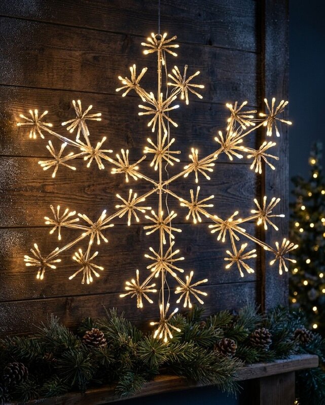 64cm Twinkle Starburst Snowflake Warm & Cool White LED Light Display — image 2