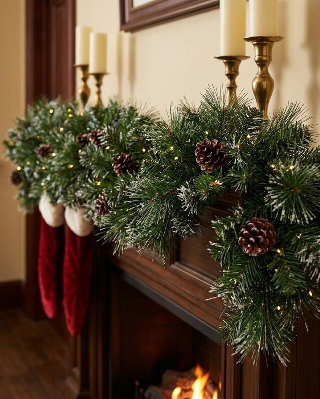 2.7m Silver Glitter Pine Cone Christmas Garland | 180 Tips — image 2