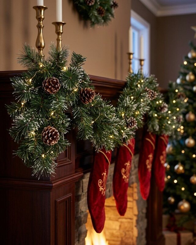 2.7m Silver Glitter Pine Cone Christmas Garland | 180 Tips — image 4