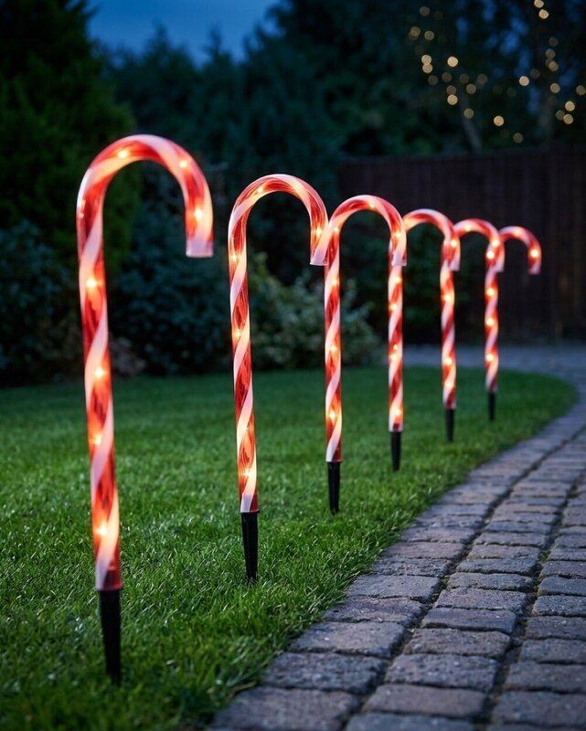 6x LED Christmas Candy Cane Path Lights - Red & White Garden Stakes | 54cm — image 4